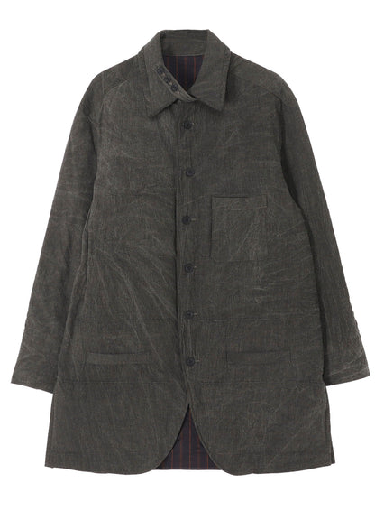 LINEN/COTTON SHEETING  GUSSET COLLAR PADDED BLOUSE