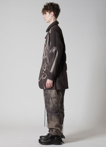 WOOL TWEED GUSSET COLLAR PADDED BLOUSE