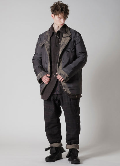 WOOL TWEED GUSSET COLLAR PADDED BLOUSE