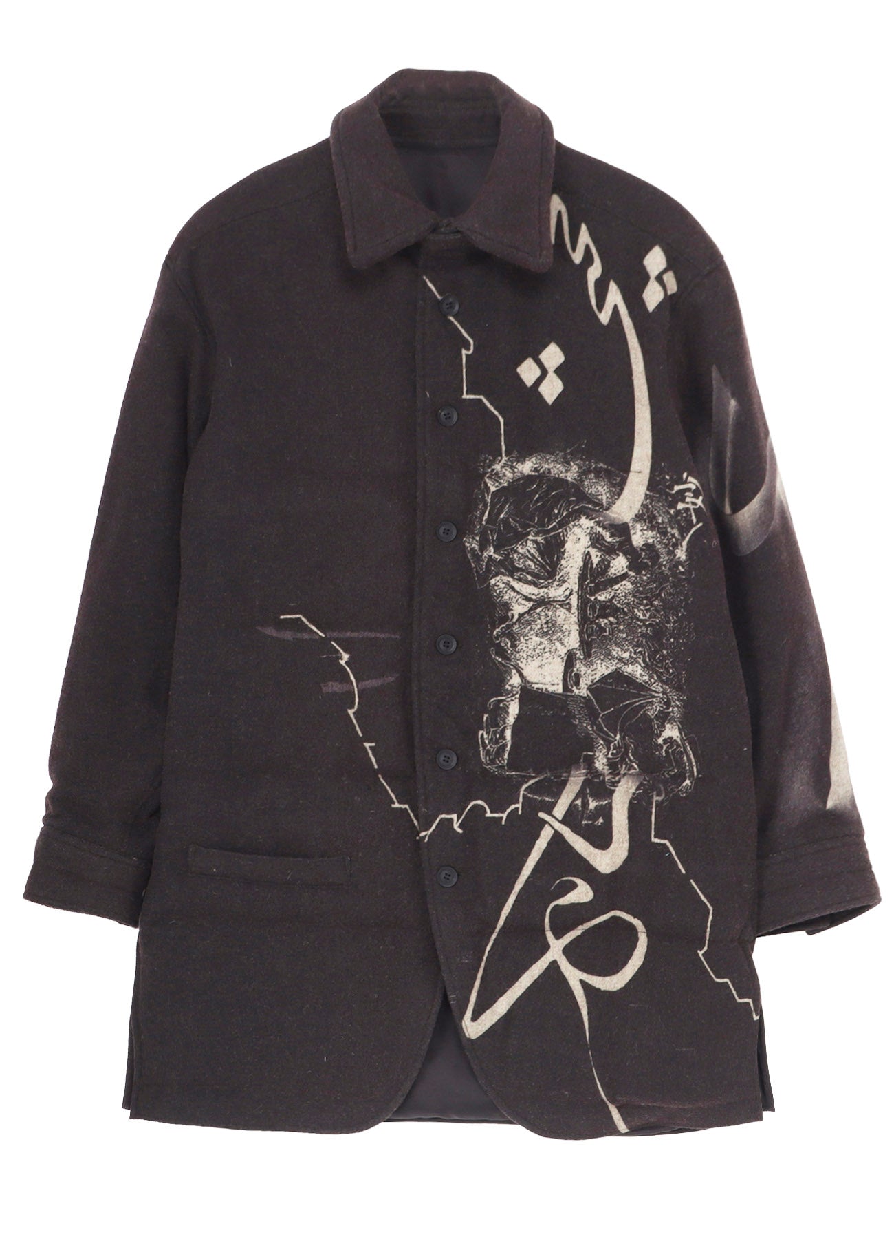 WOOL TWEED GUSSET COLLAR PADDED BLOUSE