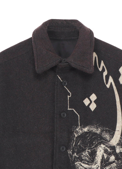 WOOL TWEED GUSSET COLLAR PADDED BLOUSE