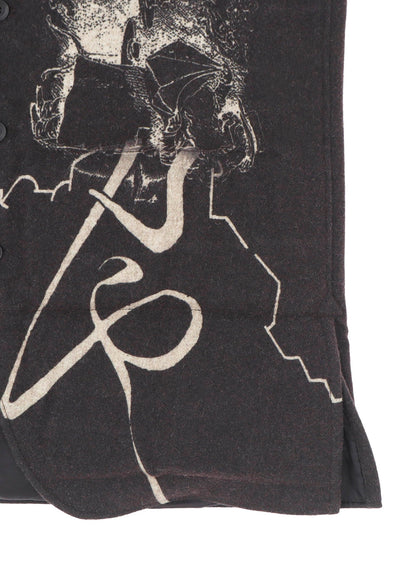 WOOL TWEED GUSSET COLLAR PADDED BLOUSE