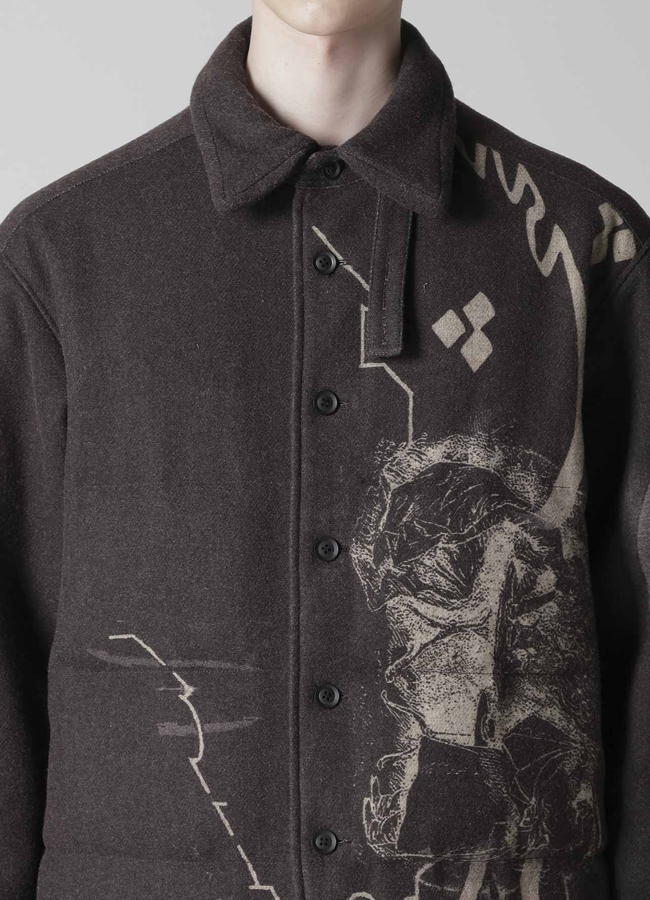 WOOL TWEED GUSSET COLLAR PADDED BLOUSE