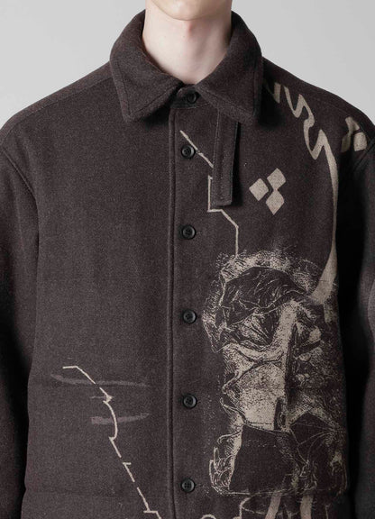 WOOL TWEED GUSSET COLLAR PADDED BLOUSE