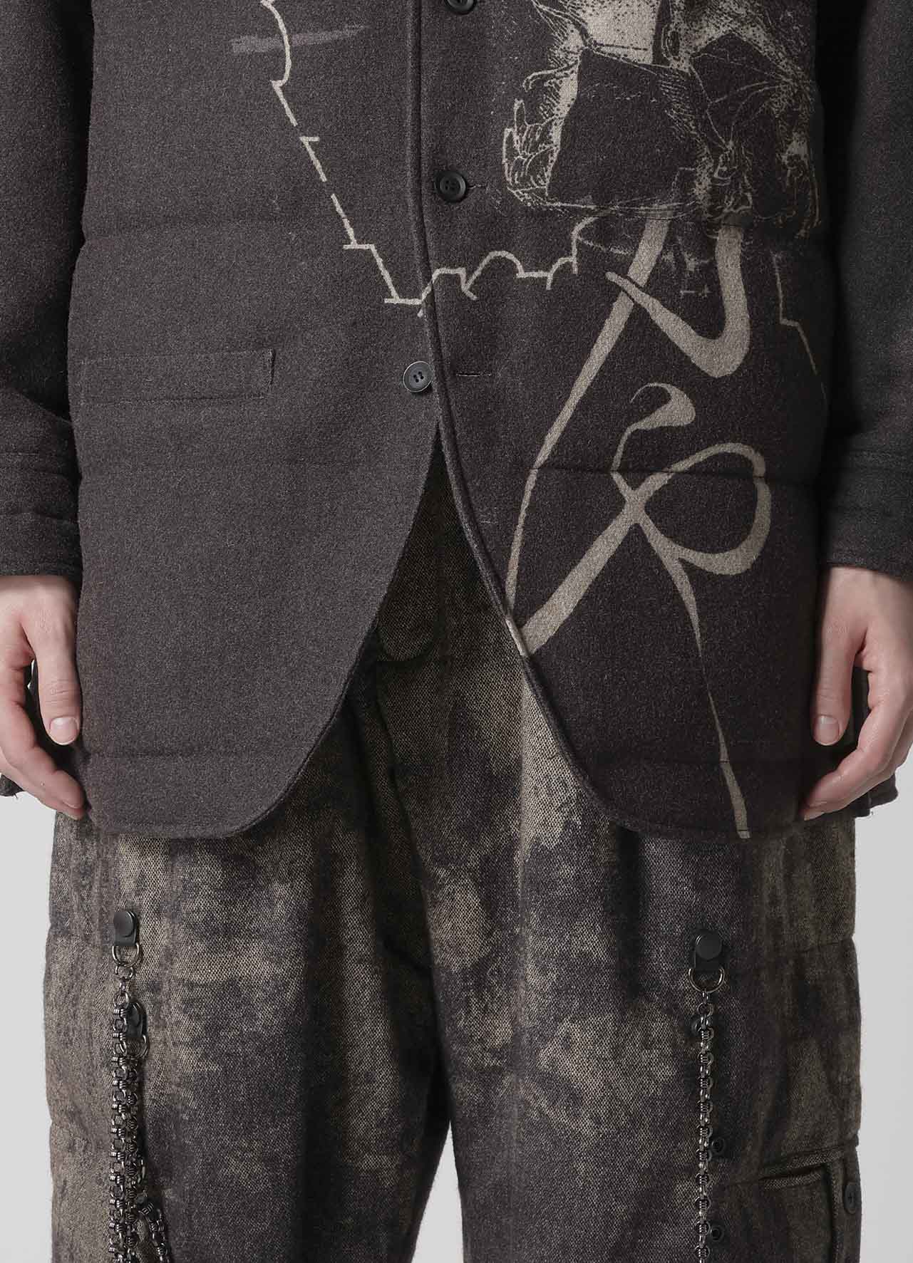 WOOL TWEED GUSSET COLLAR PADDED BLOUSE