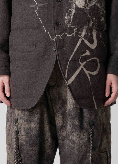 WOOL TWEED GUSSET COLLAR PADDED BLOUSE