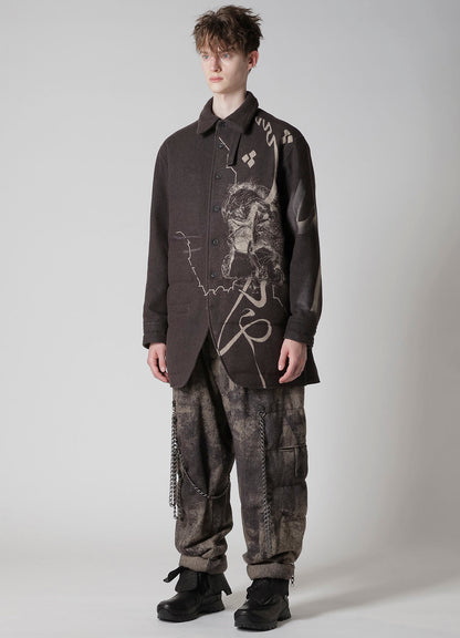 WOOL TWEED GUSSET COLLAR PADDED BLOUSE