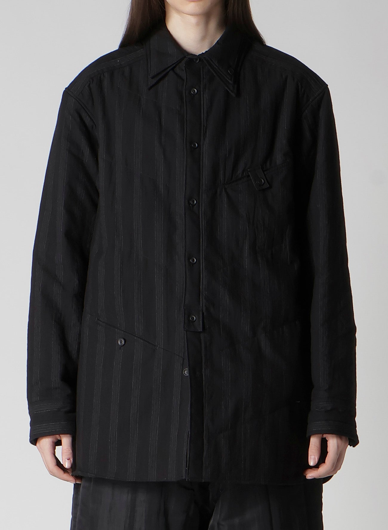 COTTON STRIPE 2COLLAR DIAGONAL PADDED BLOUSE – THE SHOP YOHJI YAMAMOTO