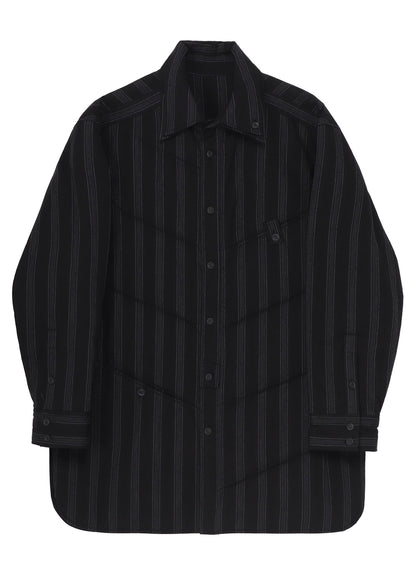 COTTON STRIPE 2COLLAR DIAGONAL PADDED BLOUSE