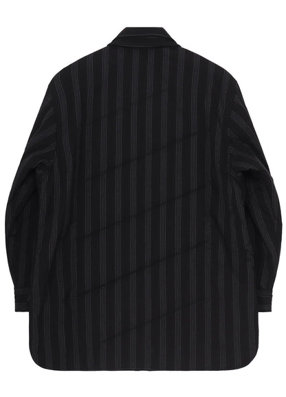 COTTON STRIPE 2COLLAR DIAGONAL PADDED BLOUSE