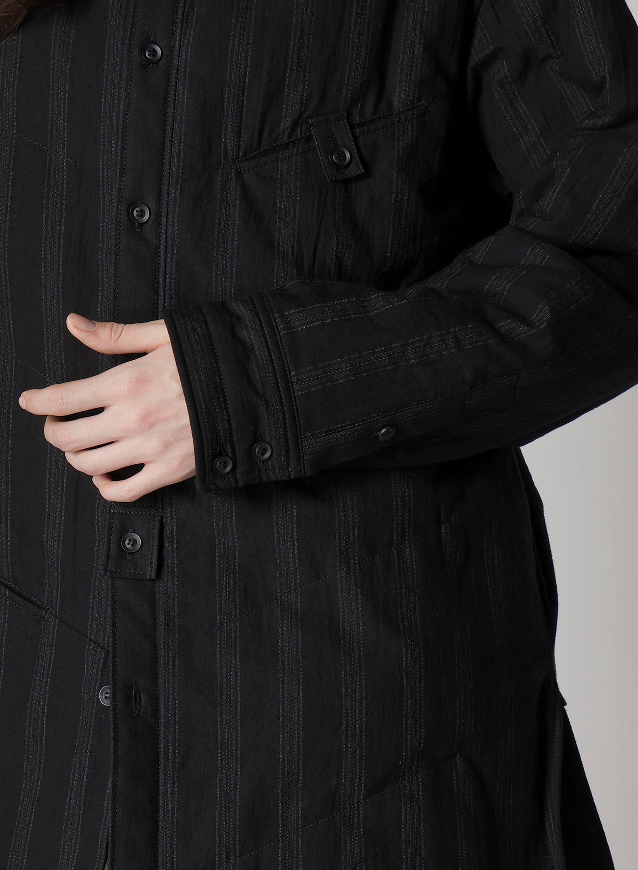 COTTON STRIPE 2COLLAR DIAGONAL PADDED BLOUSE – THE SHOP YOHJI YAMAMOTO