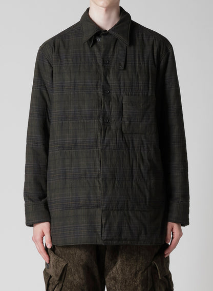 MADRAS INK PLAID DOUBLE COLLAR PADDED BLOUSE