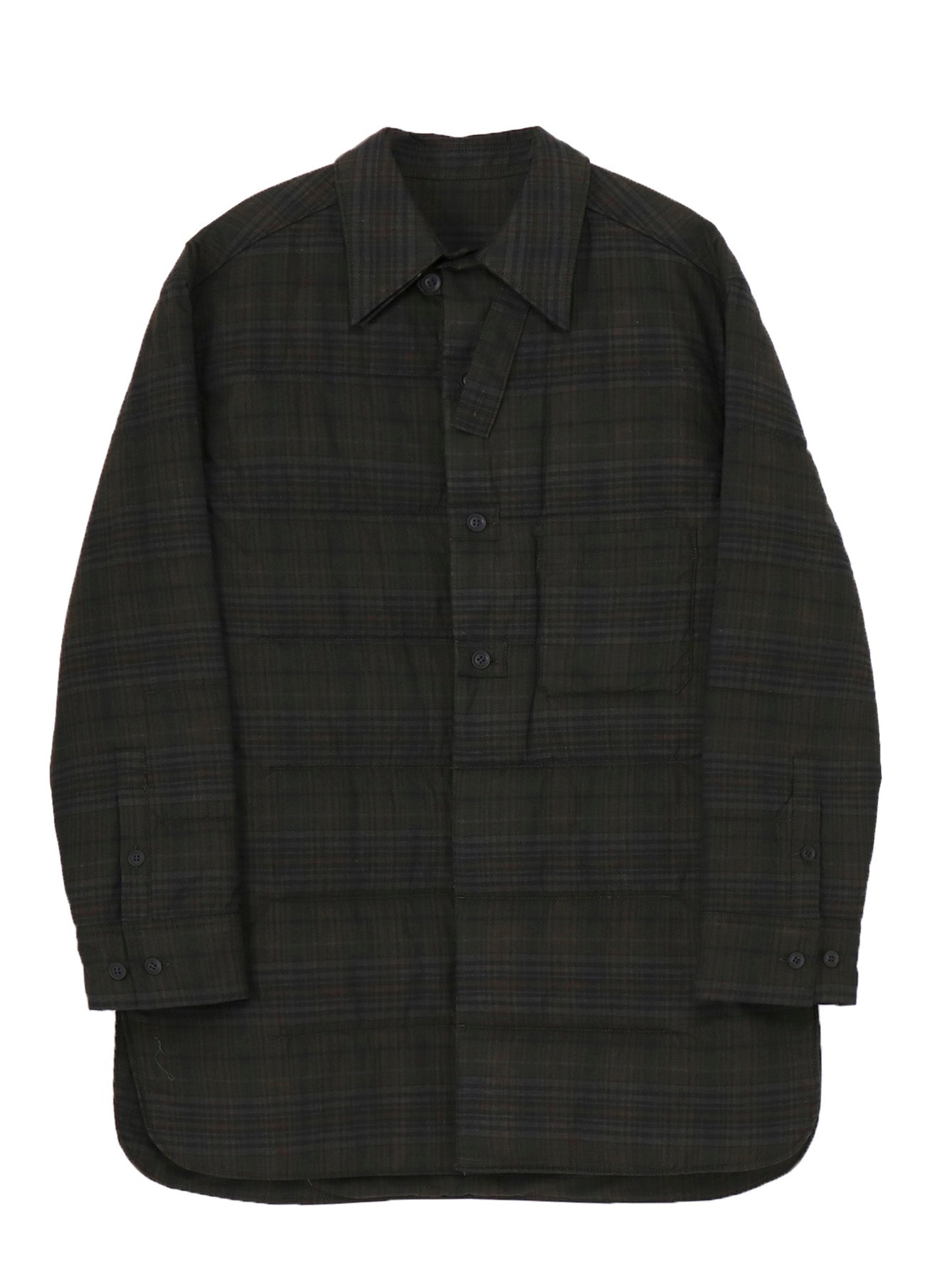 MADRAS INK PLAID DOUBLE COLLAR PADDED BLOUSE