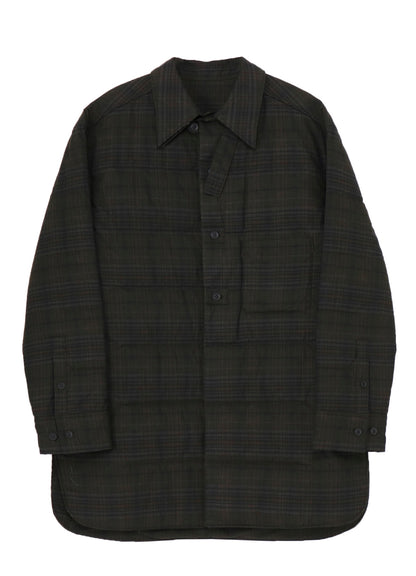MADRAS INK PLAID DOUBLE COLLAR PADDED BLOUSE