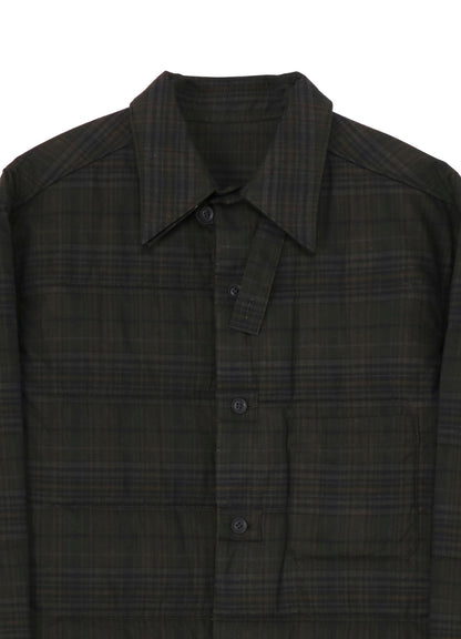MADRAS INK PLAID DOUBLE COLLAR PADDED BLOUSE