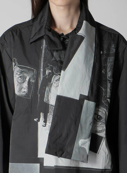 STOLE DETAIL PRINTED PADDED BLOUSE