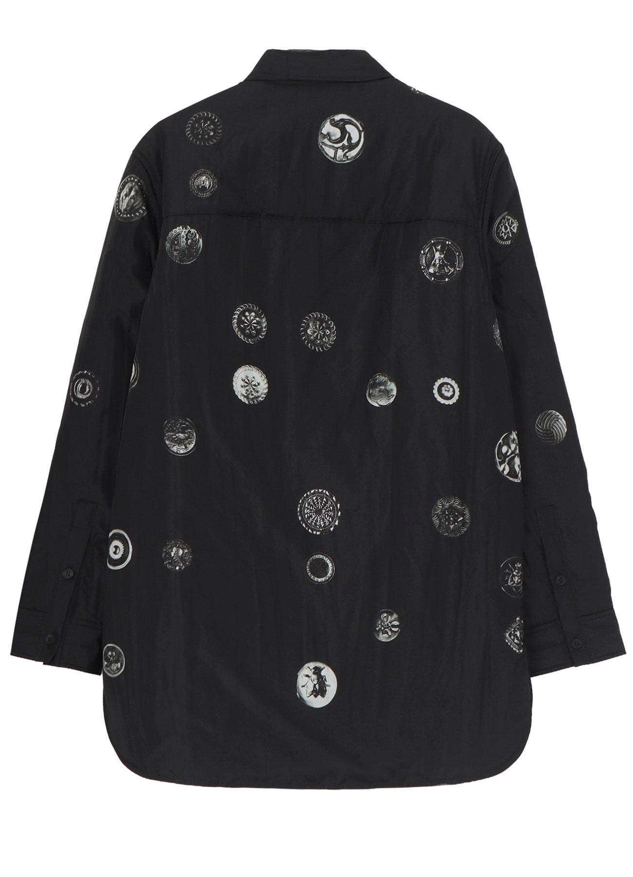 BUTTON PRINTED PADDED COLLAR BLOUSE