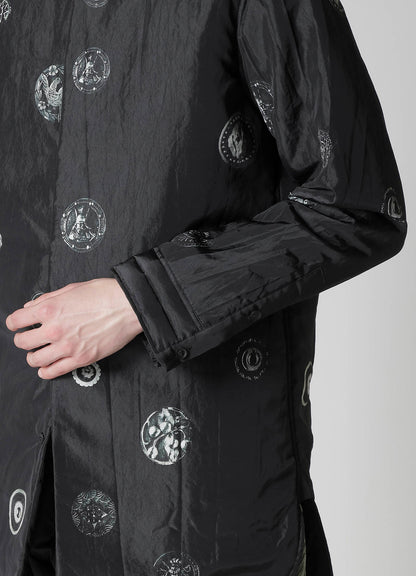 BUTTON PRINTED PADDED COLLAR BLOUSE