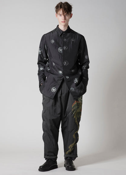 BUTTON PRINTED PADDED COLLAR BLOUSE