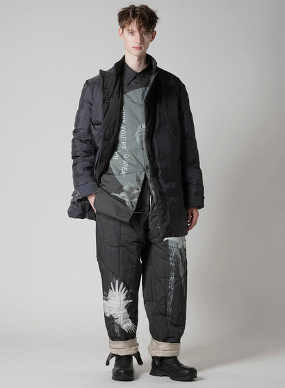 ELEPHANT MESSAGE PRINTED PADDED COLLAR BLOUSE