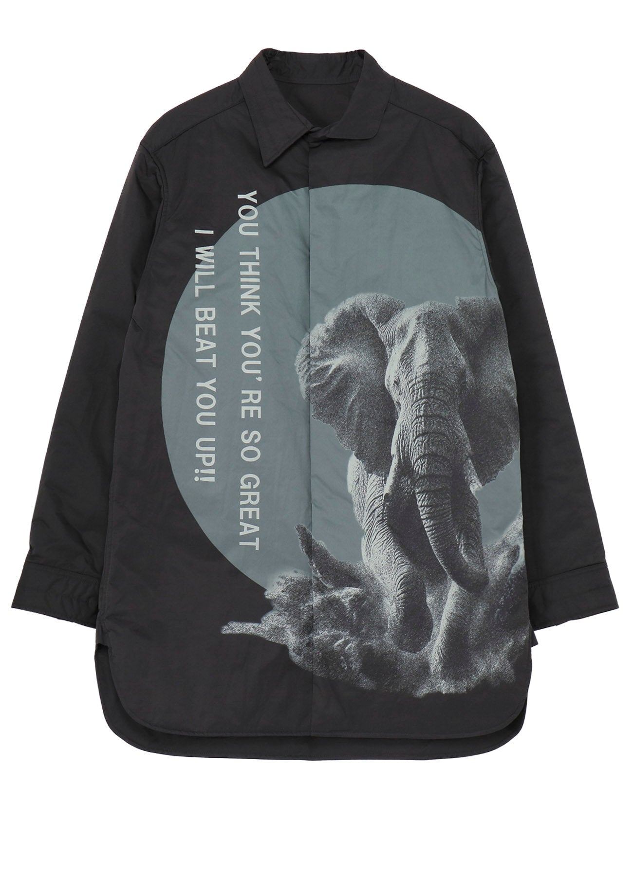 ELEPHANT MESSAGE PRINTED PADDED COLLAR BLOUSE – THE SHOP YOHJI