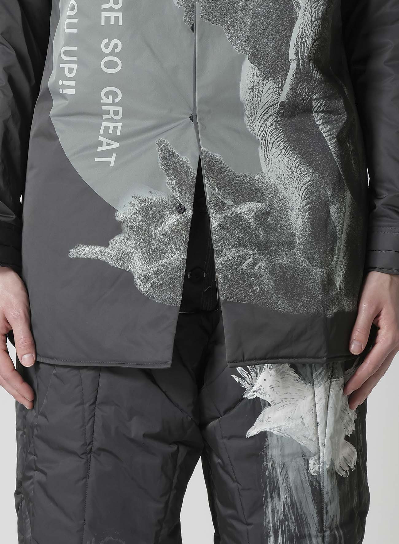 ELEPHANT MESSAGE PRINTED PADDED COLLAR BLOUSE