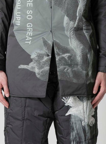 ELEPHANT MESSAGE PRINTED PADDED COLLAR BLOUSE