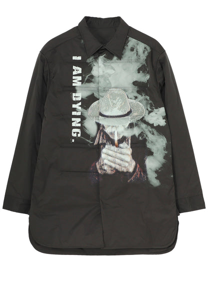 TOBACCO OLD MAN PRINTED PADDED BLOUSE