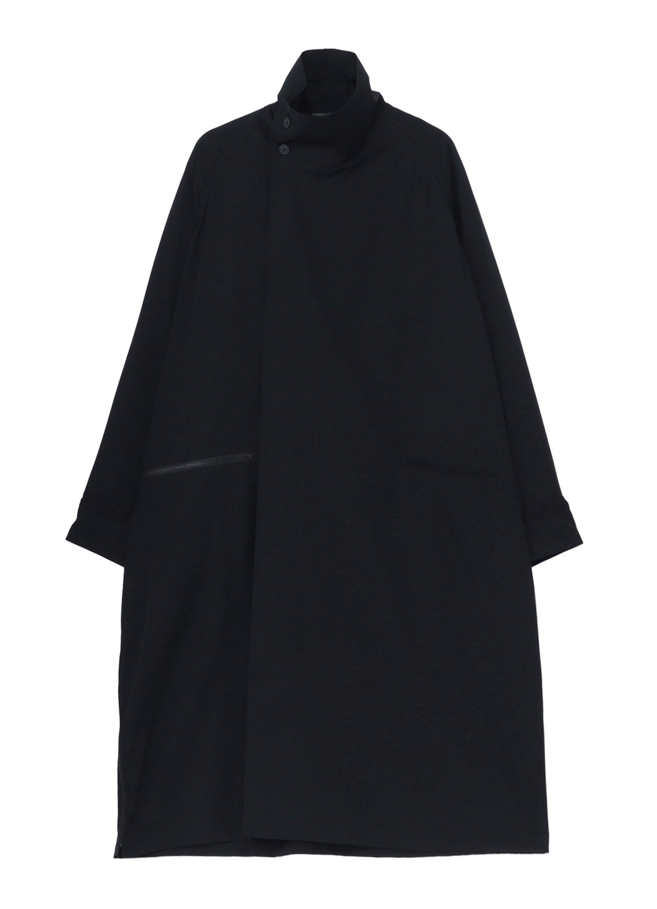 WOOL GABARDINE CROSS SHAPED ZIPPER COAT
