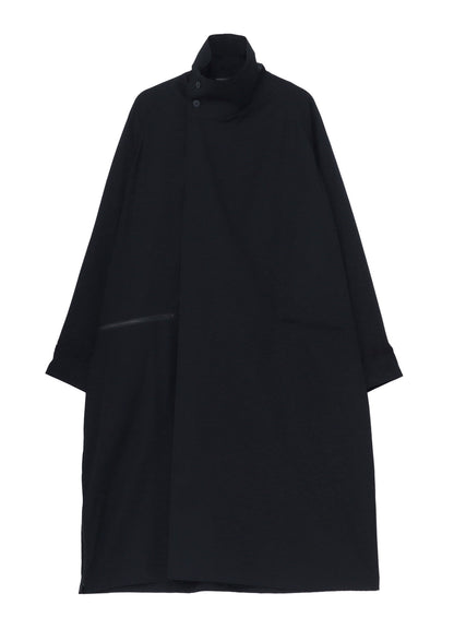 WOOL GABARDINE CROSS SHAPED ZIPPER COAT