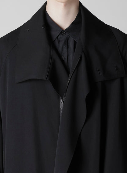 WOOL GABARDINE CROSS SHAPED ZIPPER COAT