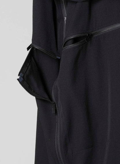 WOOL GABARDINE CROSS SHAPED ZIPPER COAT