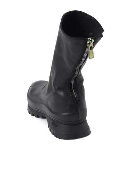 FULL GRAIN HORSE LEATHER BACK ZIP MID BOOTS