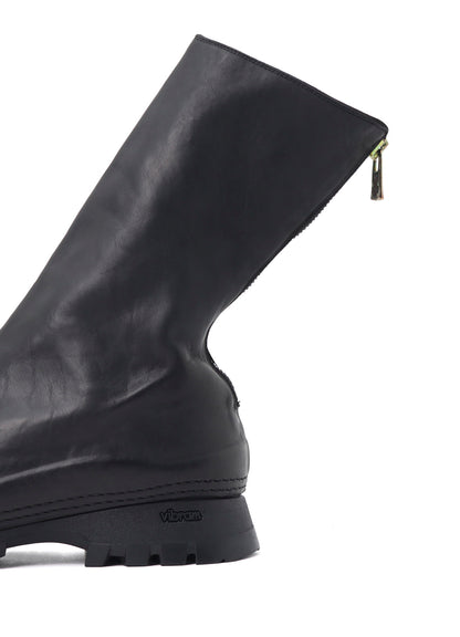 FULL GRAIN HORSE LEATHER BACK ZIP MID BOOTS