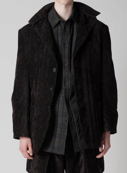 LINEN VELVET PADDED HOOD JACKET