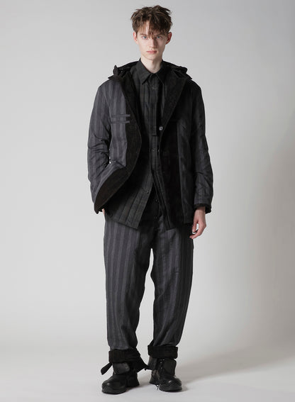 LINEN VELVET PADDED HOOD JACKET