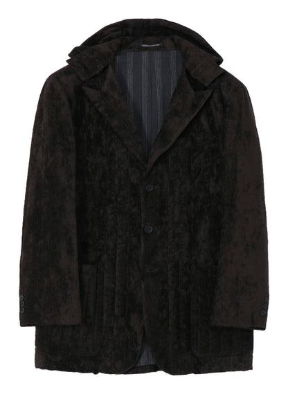 LINEN VELVET PADDED HOOD JACKET