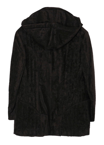 LINEN VELVET PADDED HOOD JACKET