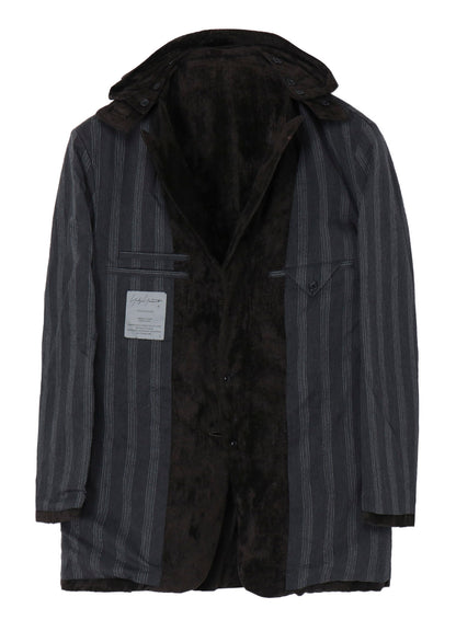 LINEN VELVET PADDED HOOD JACKET