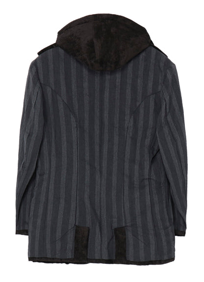 LINEN VELVET PADDED HOOD JACKET