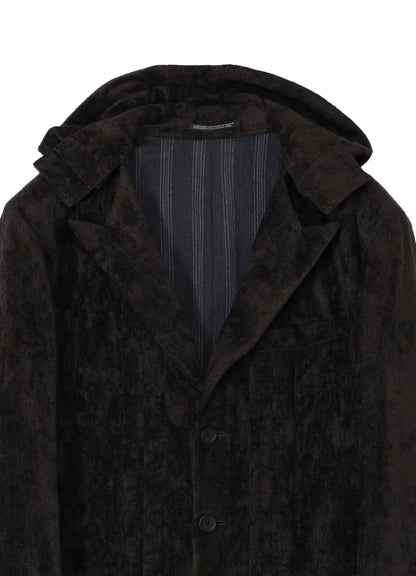 LINEN VELVET PADDED HOOD JACKET