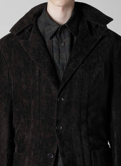 LINEN VELVET PADDED HOOD JACKET