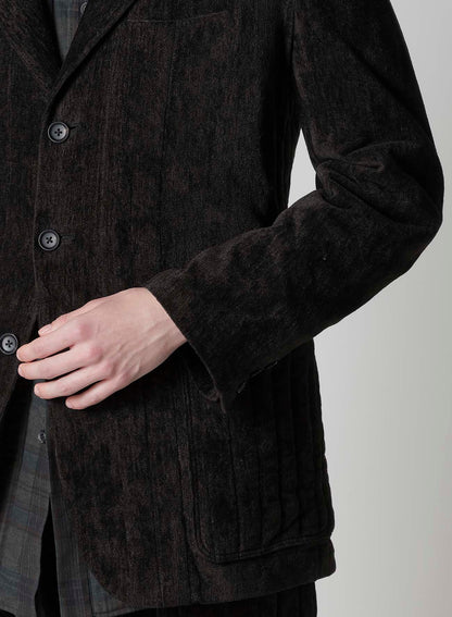 LINEN VELVET PADDED HOOD JACKET