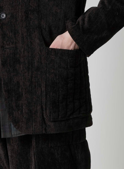 LINEN VELVET PADDED HOOD JACKET