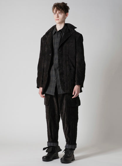 LINEN VELVET PADDED HOOD JACKET