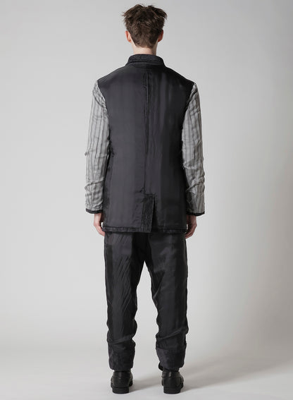 LINEN VELVET  TAB DETAIL PADED JACKET