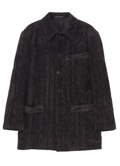 LINEN VELVET  TAB DETAIL PADED JACKET