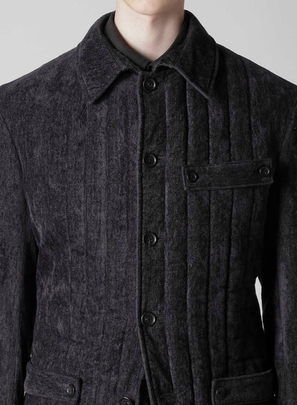LINEN VELVET  TAB DETAIL PADED JACKET