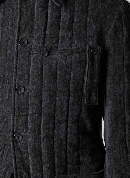 LINEN VELVET  TAB DETAIL PADED JACKET