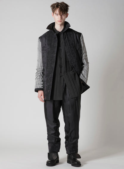 LINEN VELVET  TAB DETAIL PADED JACKET